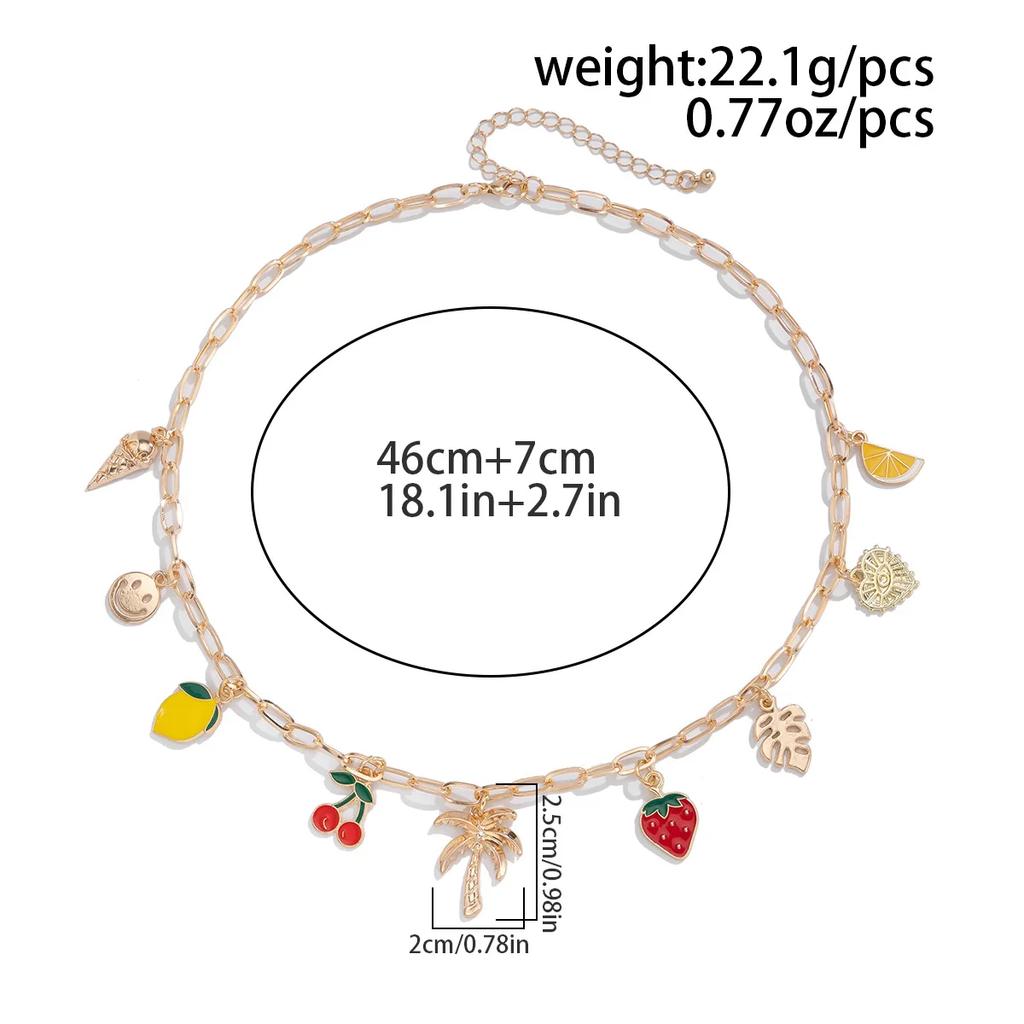 Cherry Pendant Trendy Women's Stainless Steel Jewelry Aesthetic Necklaces Dopamine Woman Choker Accessories for Girls Sweet Neck