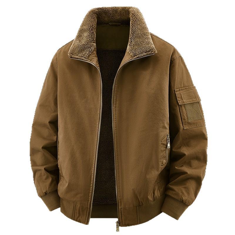 2025 Men's Autumn/Winter Plus Velvet Thick Warm Casual Workwear Jacket 2520