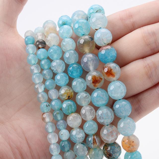Natural Round Stone 4 6 8 10 12mm Tiger Eye Crystals Lava Turquoises Jades Loose Bead for Jewelry Making DIY Bracelet Needlework
