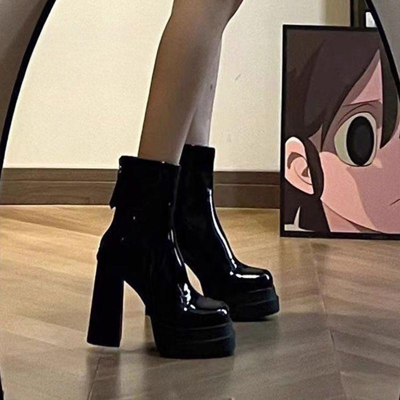 British style super high heel thin boots Korean version thick heel non-slip rear zipper short boots 2025 autumn and winter new Martin boots