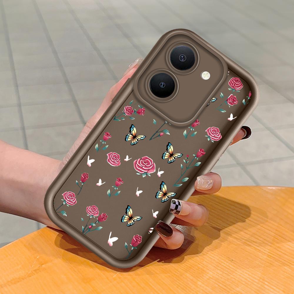 Soft Silicone Square Ladder Printing Pattern Phone Casing Full Cover Camera Shockproof Protection Rubber Case for Vivo