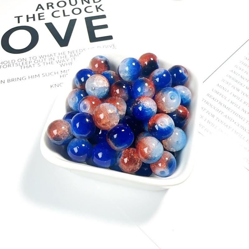 10mm Crackle Glass Round Beads, Loose Spacer Beads DIY Accessories for Bracelet Making 50pcs