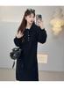 Shuangtian 2025 Winter Knit Dress: Stylish Plus Size Women's Fashion with POLO Collar and Lace-up Design for Chubby Girls F716.