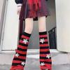 Star Decoration Knit Long Socks Striped Leg Warmers Vintage Boot Cuffs  For Women