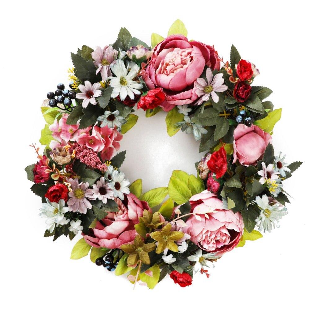 Valentines Day Wreath Peony Round Durable Artificial Flower for Wedding
