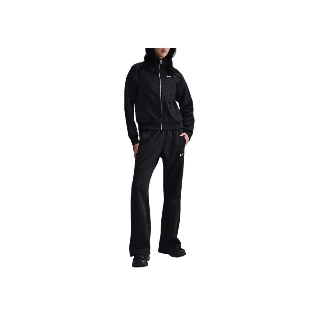 Nike Sportbekleidung Windrunner Logo Stehkragen Bequeme Langarmjacke Damenjacken Schwarz Weiß HJ0976-010