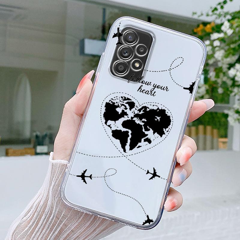 Cartoon World map scenery Case For Samsung A15 A13 A35 A55 A51 A71 A41 A31 A21S A03S A05 A17 A23 A25 A33 A53 A73 5G A07 4G Cover