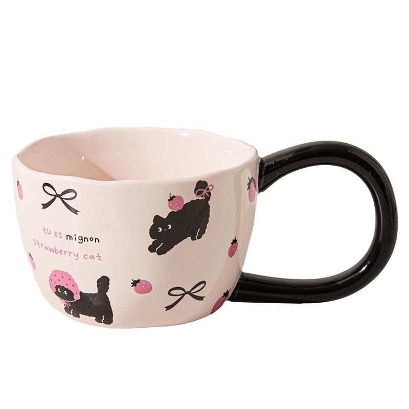 Niedliche Katze Keramiktasse kreative Hand Kaffeewasserbecher für Mädchen, Geburtstag, Geschenk Büro Frühstückstasse