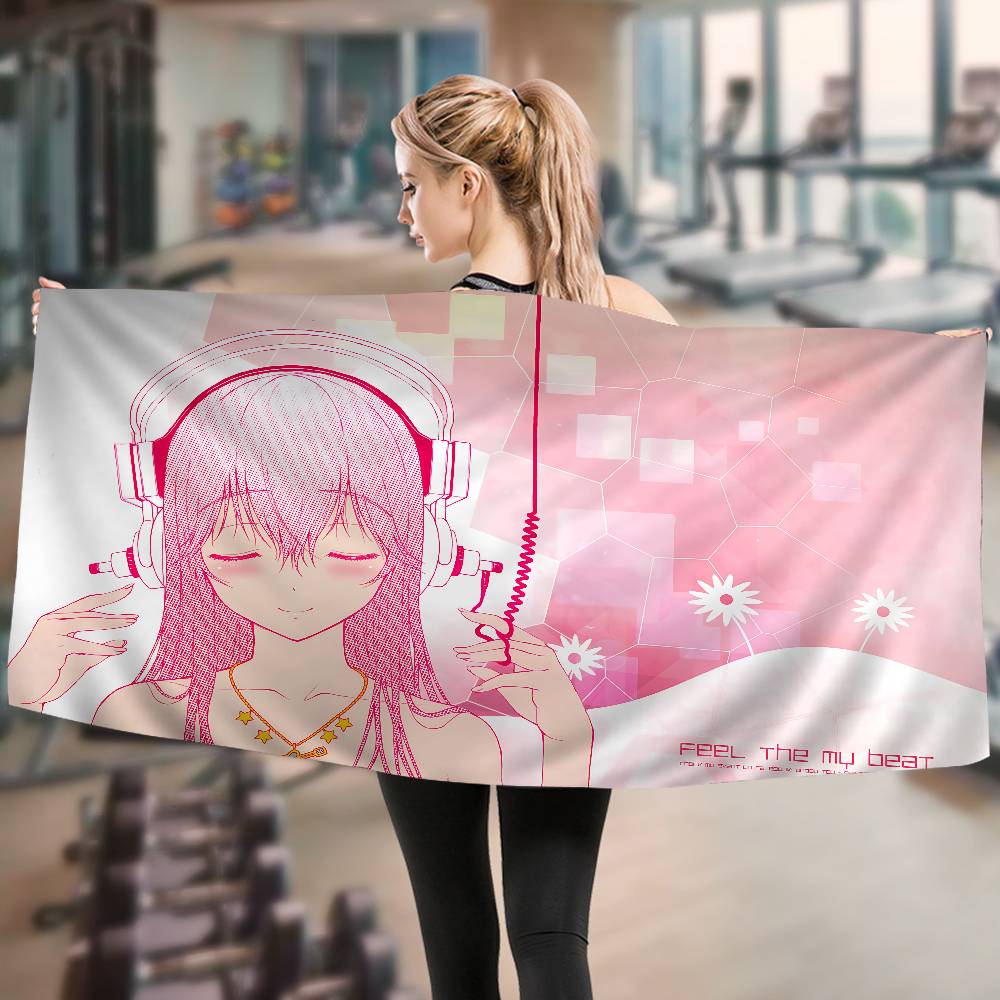 Anime S-Super S-Sonico Musical Girl Bath Towel Microfiber Soft Water Absorbing Breathable For Girl Kids Decorative Cartoon Towel