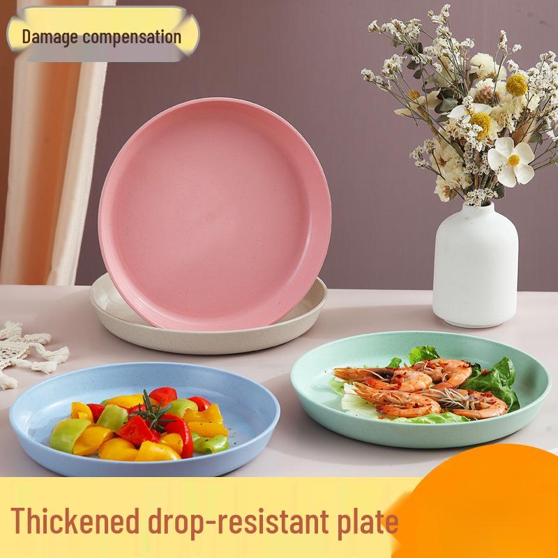 

2022 Drop-Resistant Japanese Round Dinnerware Set: Durable Plastic Plates for Main Course, Fruit, and Side Dishes Small Mixed Colors Set of 4 (Diameter 20CM)