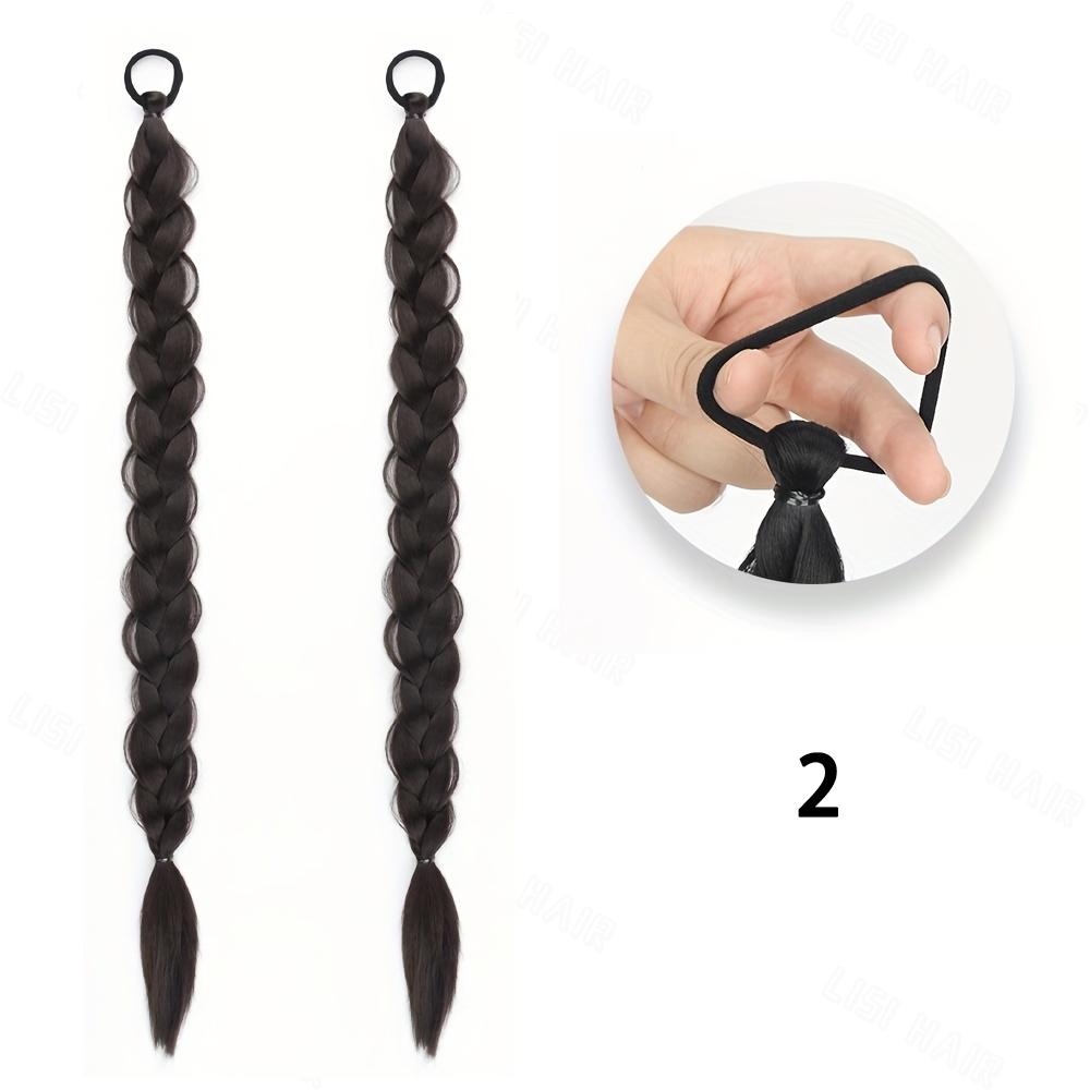 MISS WIG Synthetic With Elastic Band Hair Fiber Extensions Natural Looking  Long Braided Ponytail Hair Accessories For Women Party Daily Use