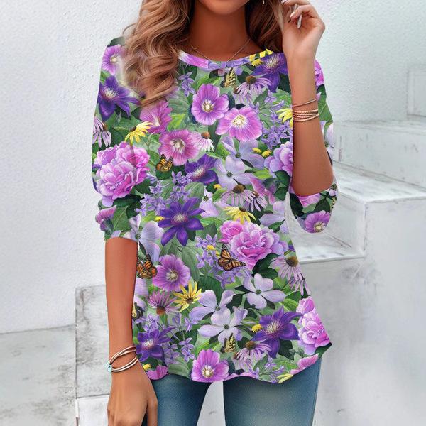 Summer Women's 3D Printed Long-sleeve T-shirt Is Fashionable, Versatile, Breathable, Trendy, and Casual