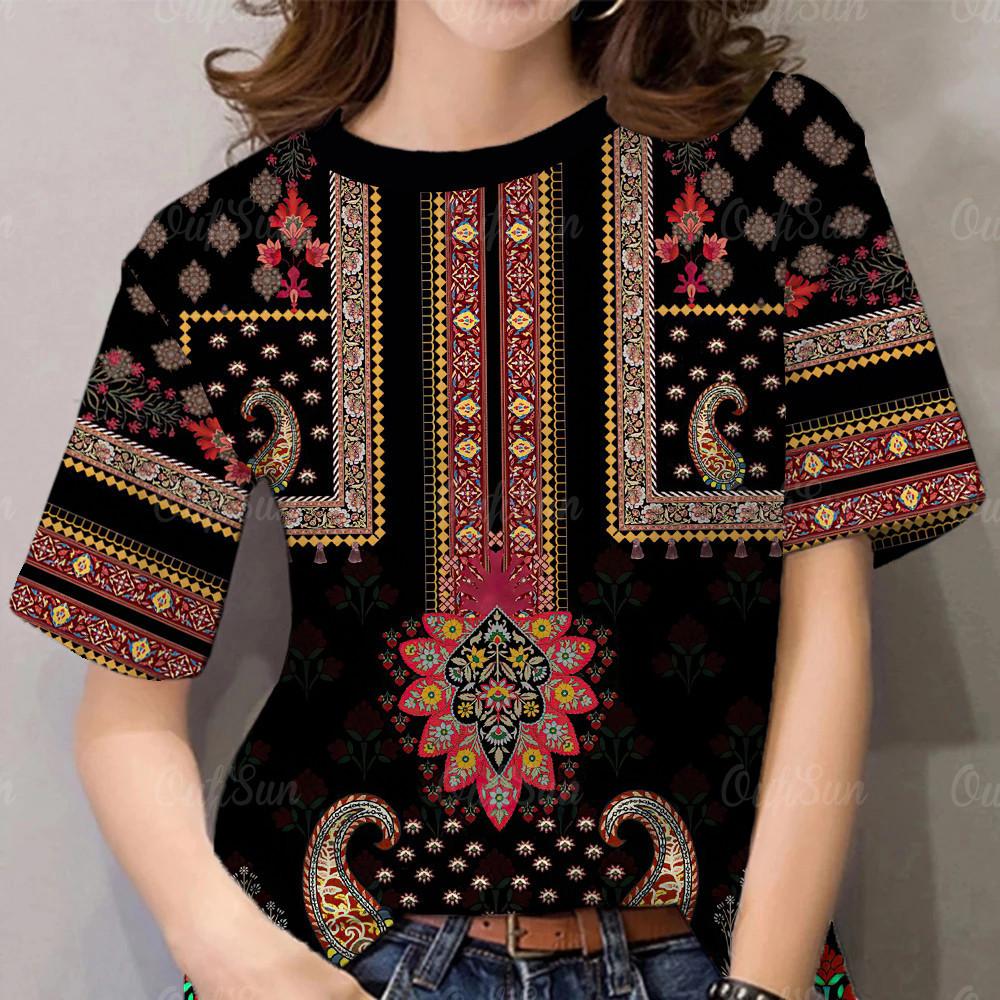 Women s clothing, retro plus size women s T-shirt short sleeved women s top XS