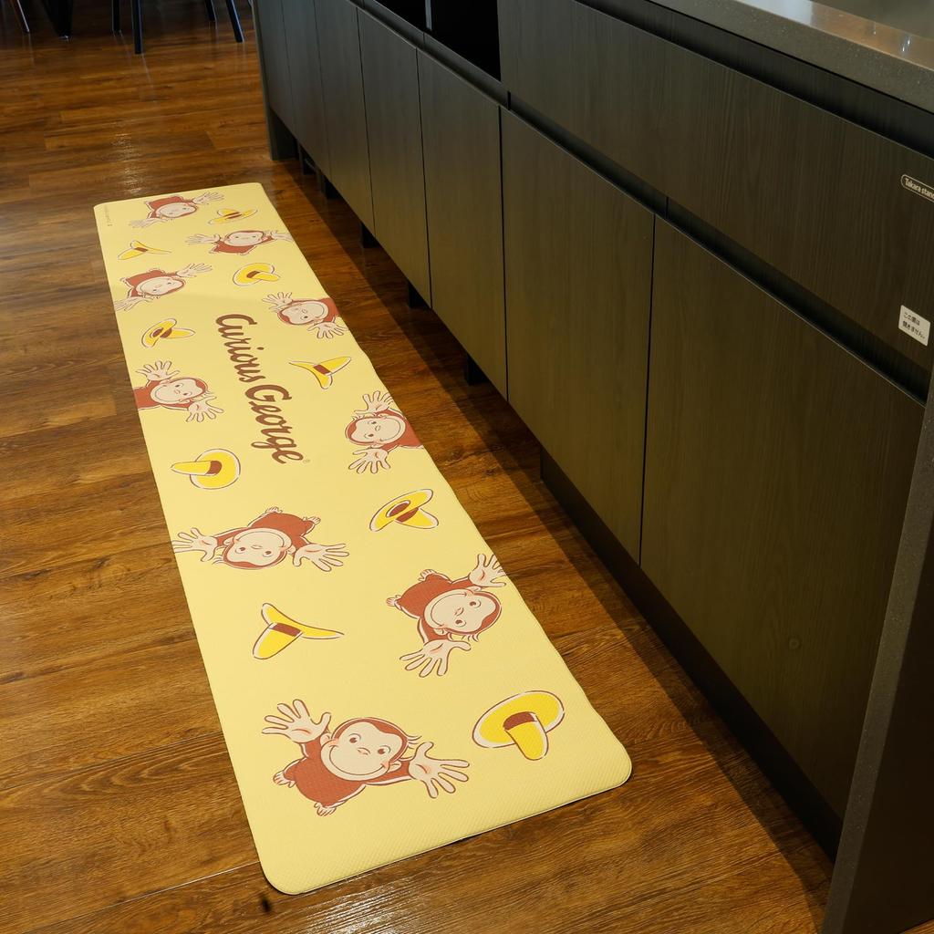 Marushin Kitchen Mat, Curious George and Charming George Design, Wipeable, Water-Repellent, Non-Slip, PVC, 4776024500