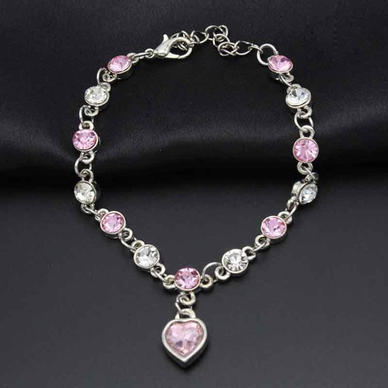 Chic Hottest Womens Ladies Crystal Rhinestone Bangle Ocean Blue Bracelet Chain Heart For Versatile Occasions