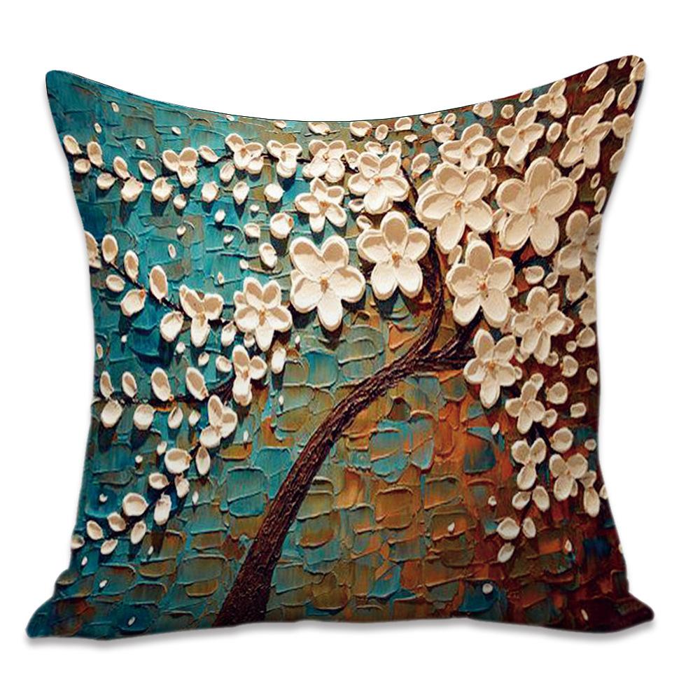 

Наволочка с принтом, Хлопковая и льняная с цифровой печатью, Супермягкая бархатная наволочка из персиковой кожи, Наволочка в стиле масляной живописи cotton and linen 45 * 45cm