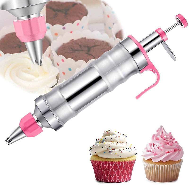 Dessert Decorating Syringe Set,Eusable Frosting Piping Gun, Cupcake Decorating Tools For Cakes, Cookies, Bread, And Desserts