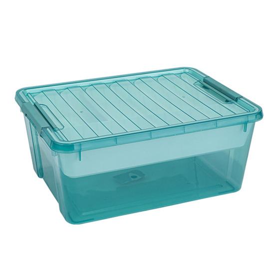 Plastový úložný box s děleným tácem Velkokapacitní Průhledný Stohovatelný Úložný koš na hračky Herna Kontejner s víkem