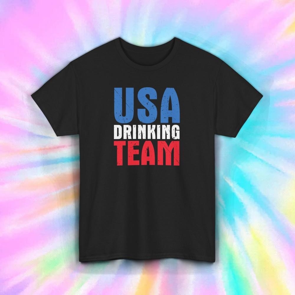 USA Drinking Team T-Shirt | Patriotic Party Graphic | Fun America Tee S-5XL