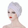 Women's Solid Color Hot Drilling Pearl Turban Hat Cap Head Hat Accessories