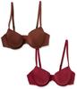Amazon Essentials Microfiber E85 2-Pack Bras, 3/4 Cup, Chocolate/Red,
