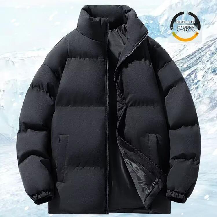 Men's American Style Waterproof Winter Coat - Warm, Thick, Versatile Down Cotton with Stand Collar