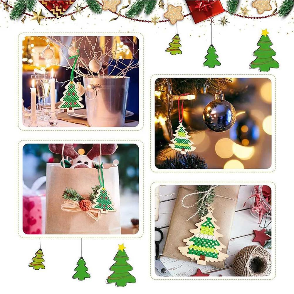 10Pcs Embroidery Kit for Cross Stitch Christmas Tree HandMade Cross Stitch Christmas Decoration Kit Art and Crafts