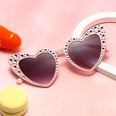 Children's New Love Diamond-encrusted Sunglasses Ins Baby Trend Sunglasses Sunscreen Glasses