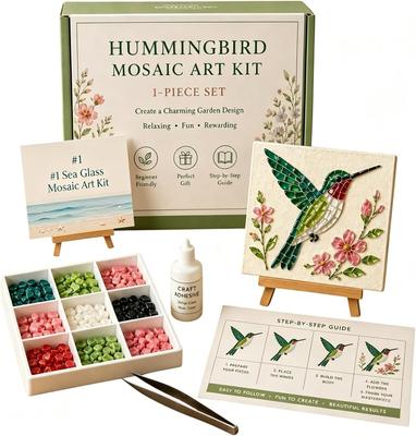 Cottage Garden Mosaic DIY Kit Glass Mosaic Craft Kit for Adults  Beginners Handmade Flower Garden Art Home Decor Handcraft Gift for Women/HUMMING