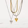Double Layered Love Heart Pendant Necklace for Women Simple Necklace Chain Jewelry Wholesale
