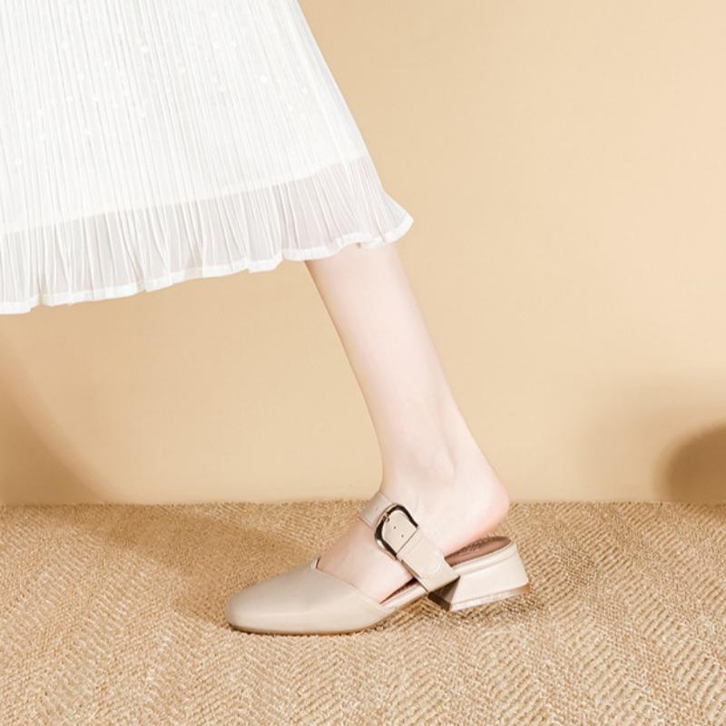 Wear It Outside with A Closed Toe Shoe Breathable Casual Shoes with A Back Hole All-match French Style Shoes Lazy High Heels