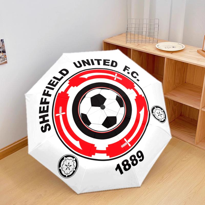 Sheffield United, automatic folding umbrella, portable and foldable design, 8 ribs, a Christmas or birthday gift.