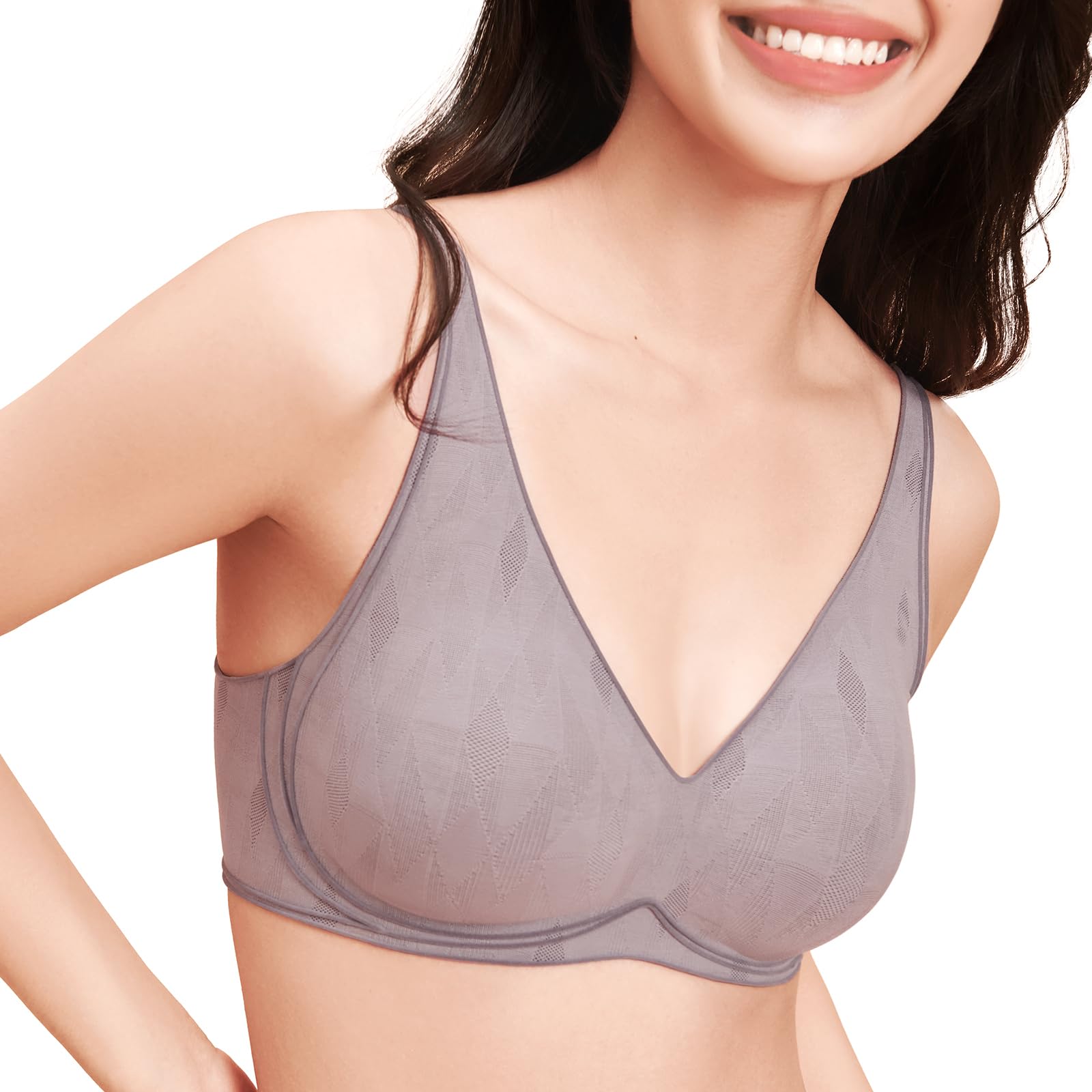 

CINSTRON Wireless Full Cup Cleavage AA Extra Thick for Small Sagging and Side Fat Correction Size M Bra, High-Back Push-Up Bra, Wireless, Bra, фиолетовый