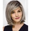 HAIRJOY Synthetic  Hair Wig Short Ombre Grey Wigs for Women Straight Layered Gray Bob Wig