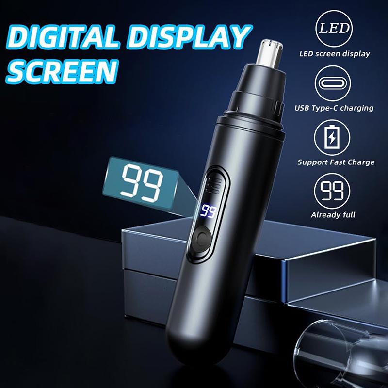 Nose Hair Trimmer For Men Rechargeable, Electric Nose And Ear Hair Trimmer, Professional Nose Clipper, Led Display