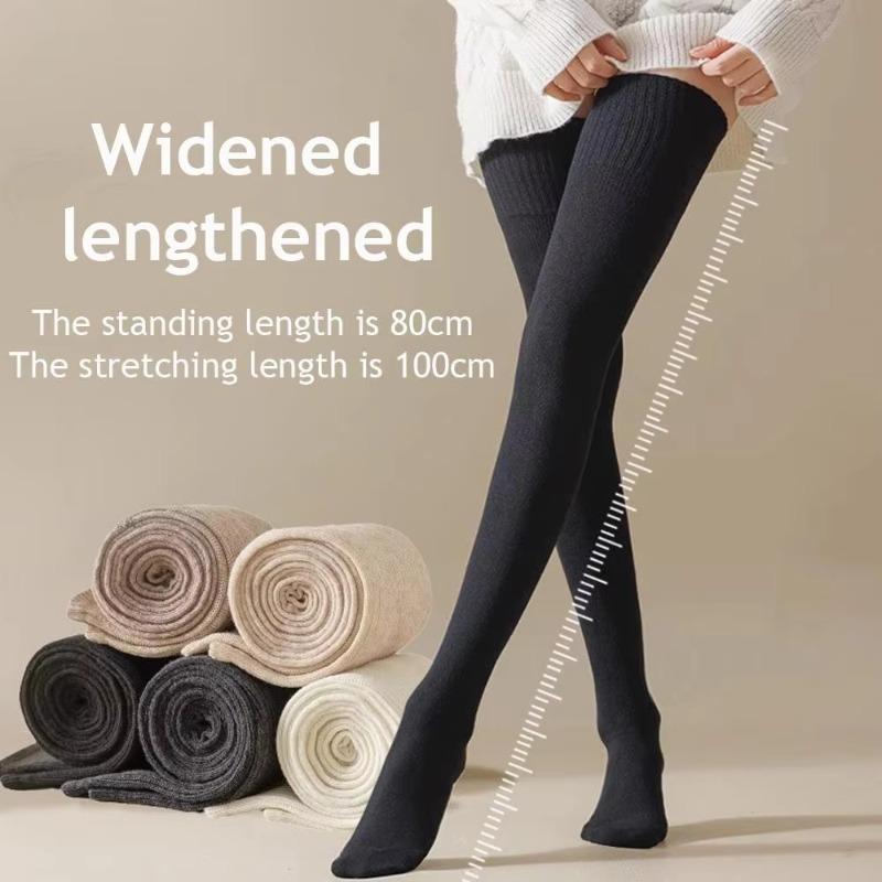 Women Soft Wool Long Socks Autumn Winter Cashmere Solid Knitted Stocking Skinny Casual Knee High Warm Thicken Girls Socks Medias