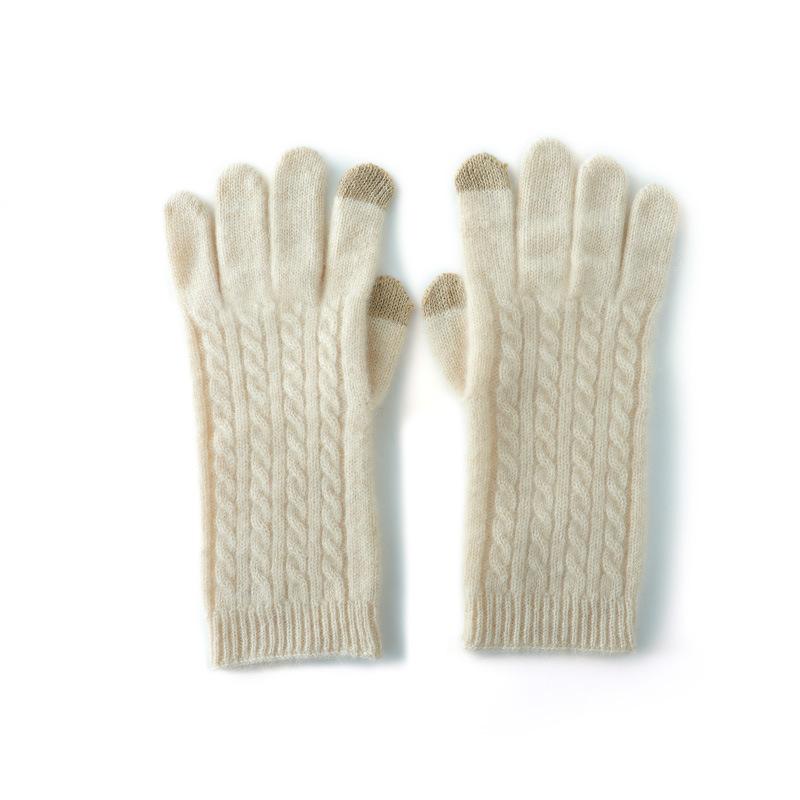 Touch Screen Gloves Cashmere Autumn and Winter New Style Unisex Twisted Pattern Warm Cycling Windproof Knitted Five Finger