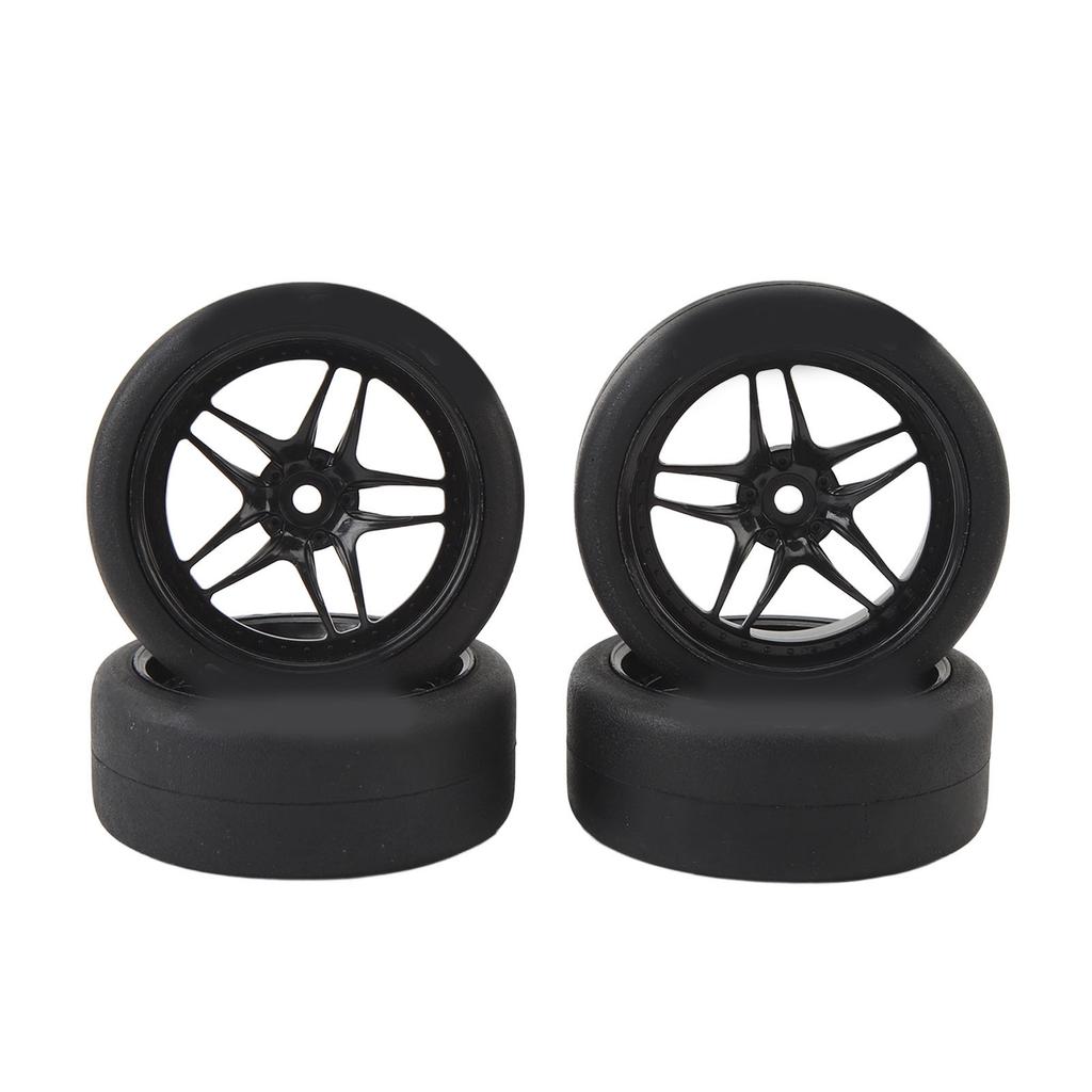 4pcs RC Tires Wheels Rims Sets 12mm Hex Wheels Rims Rubber Tires Width 26mm for 110 RC Racing Car