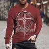 Fashion Jesus Cross Pattern T Shirt For Men 3D Lion Print Long Sleeve T-shirt Hip Hop Trend Vintage Clothes Oversized Cotton Top