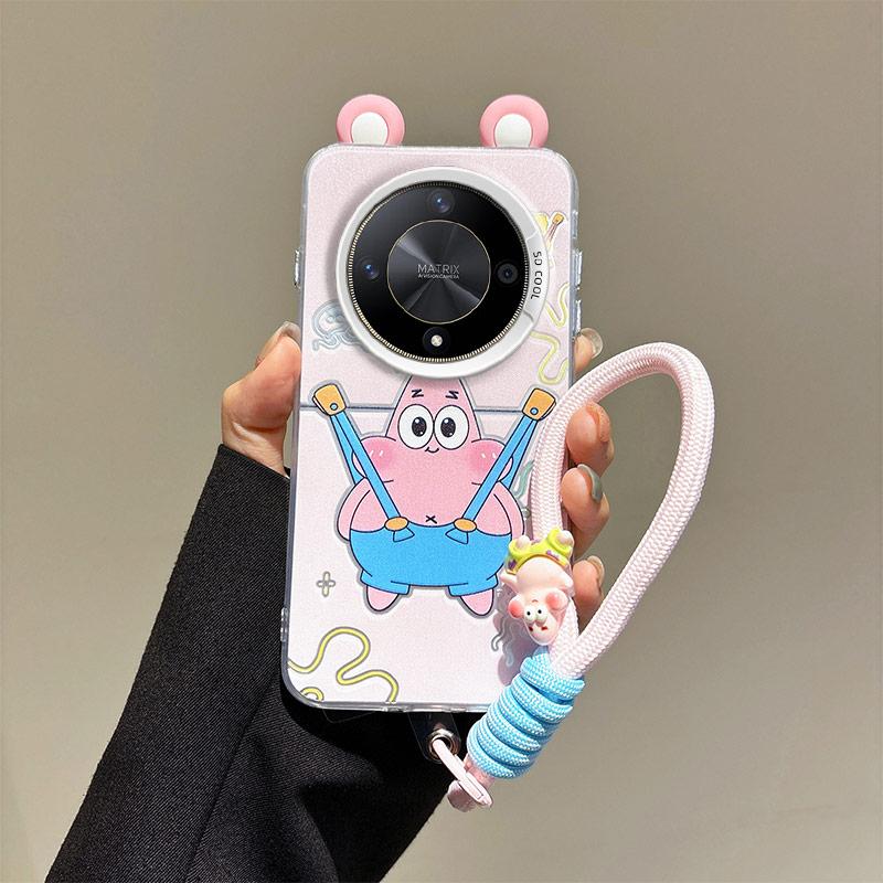 KEYSION Husă Drăguță cu Urechi de Desene Animate pentru HONOR X9b 5G cu Șnur Silicon Moale+PC Rezistent la Șocuri Husă de Telefon pentru Huawei Magic 6 Lite 5G