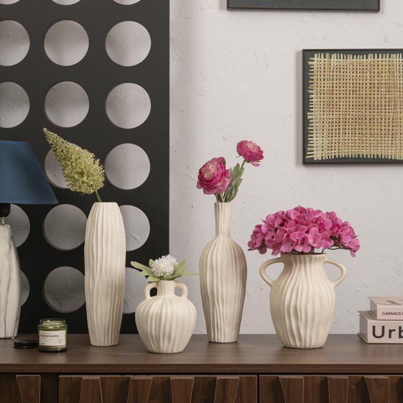 French Style Ceramic Vase White Flower Vase Modern Decorative Vases for Bouquet Farmhouse Living Room Wedding Table Centerpieces