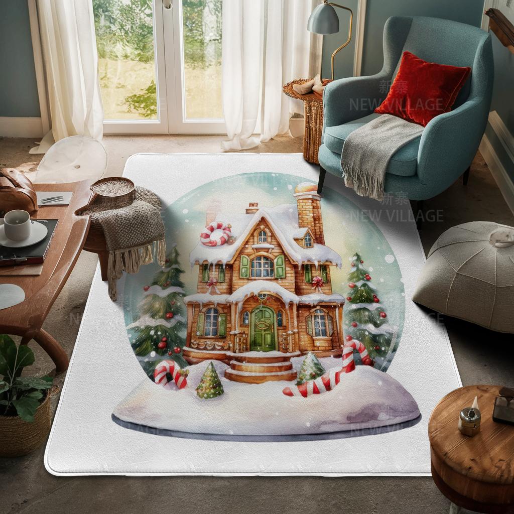 House Entrance Carpet Home Door Mat Living Room Bath Foot Bathroom Non-slip Water Absorption Rugs Bath Merry Christmas Winter