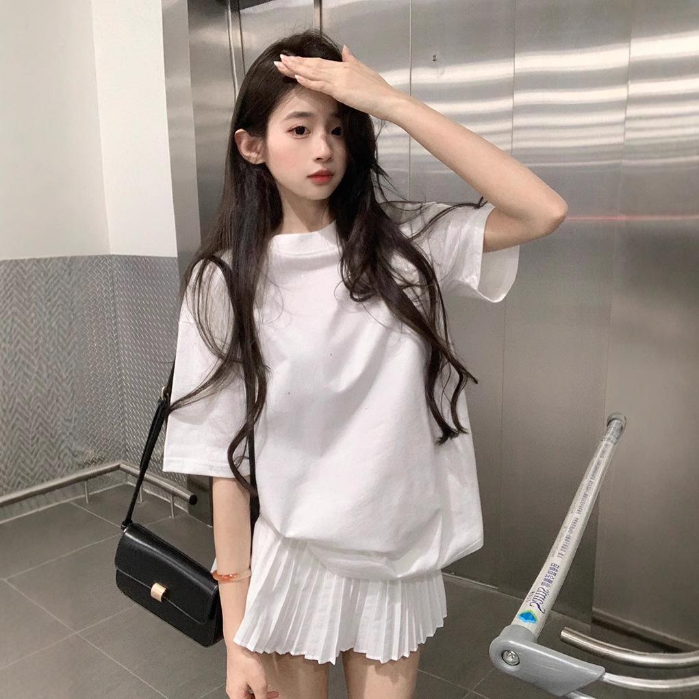 

Женская летняя футболка премиум-класса с пайетками, свободного кроя, с рукавом до локтя - Шикарный стройнящий дизайн XXXL белый