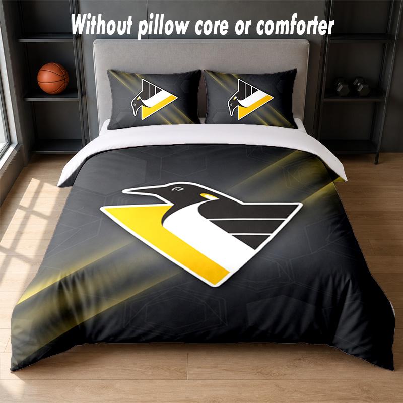 Pittsburgh Penguins Design Bed Bedding Set 1 Duvet Cover + 2 Pillowcases Soft Breathable Household Bed Linens