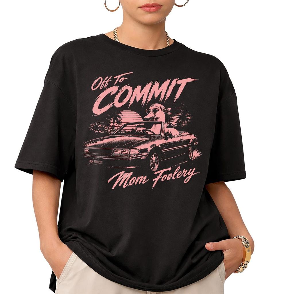 Retro Mom Foolery Shirt and kids tshirt, Funny Sarcastic Mom Life Tee, Duck Driving Convertible