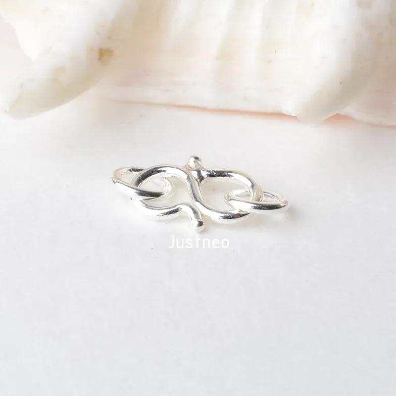 Solid 925 Sterling Silver S-shaped Clasp Hook with Closed Jump Ring, for Necklace / Bracelet Jewelry diy Components