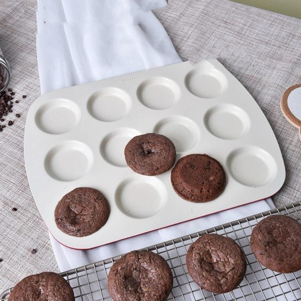 Carbon Steel Baking Mold Pan 12 Cavity Non-stick Muffin Cakes Mold DIY Bakeware Leakproof Kitchen Baking Mold Baking Supplies