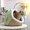 Winter Cat Nest with Funny Cat Stick  Autumn and Winter Semi-enclosed Buckskin Small Dog Kennel