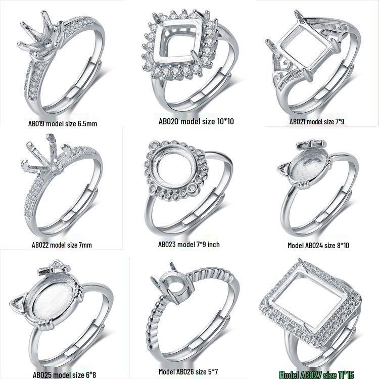 

Овальные оправы для колец из серебра с покрытием 18-каратным золотом для мужчин и женщин с инкрустацией жадеитом и янтарем Adjustable Open Size