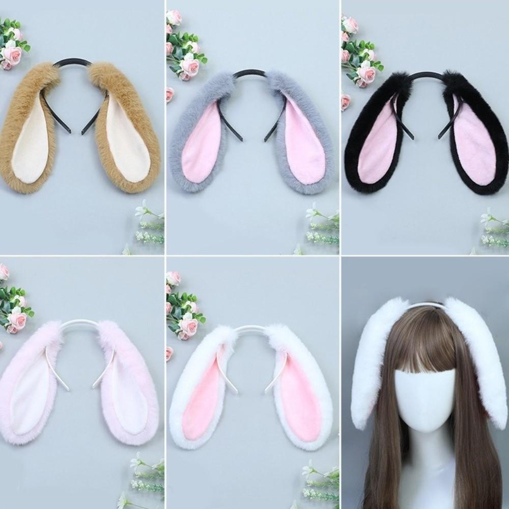 Soft Bunny Ears Headband Lop-eared Plush Headwear Elegant Easter Rabbit Hair Hoop  Events